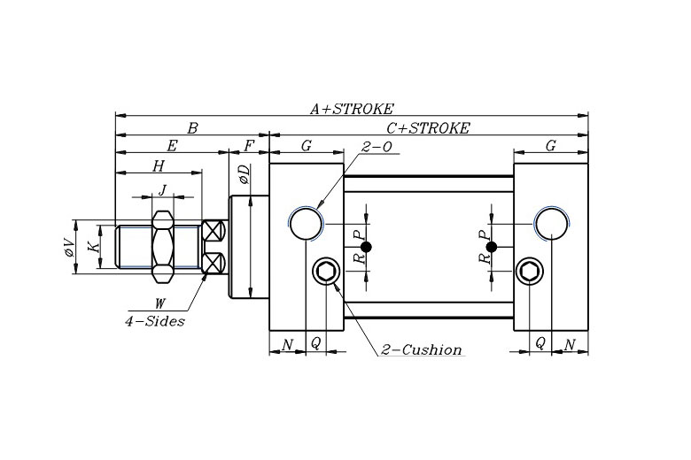 سیلندر پنوماتیک چهار میله Airtac قطر 32 | SC32